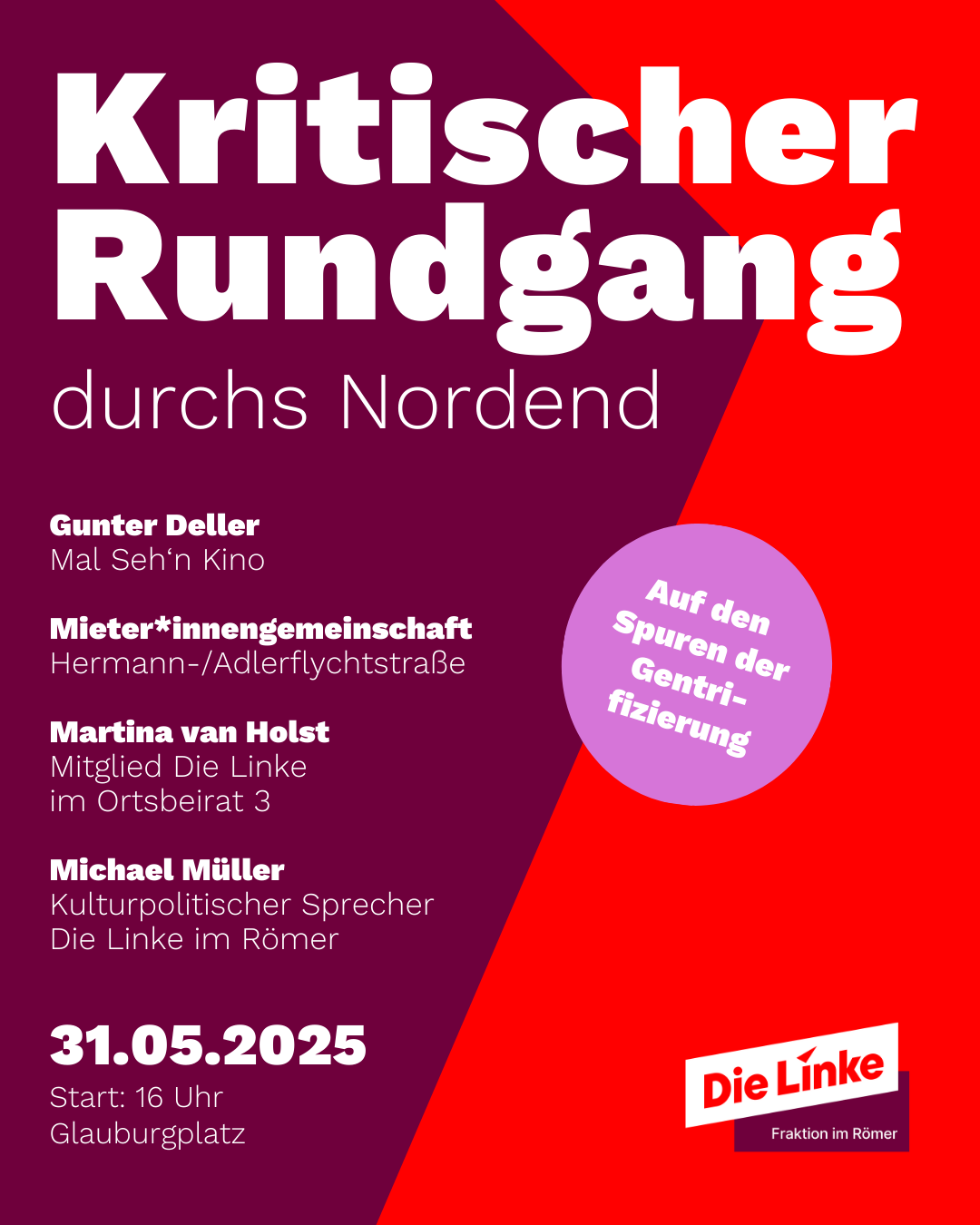 Kritischer Rundgang durch Nordend @ Glauburgplatz