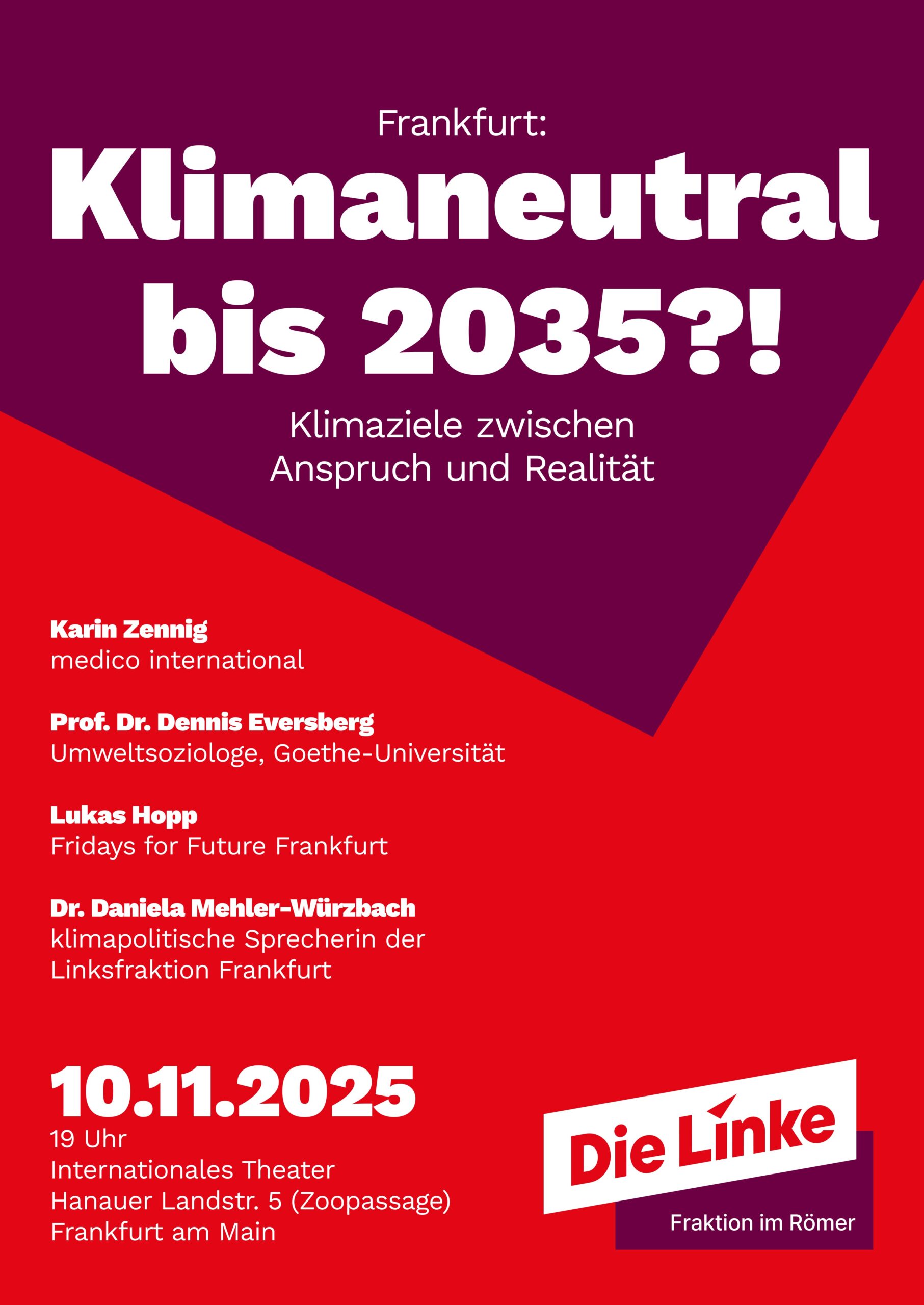 Frankfurt klimaneutral 2035?! Klimaziele zwischen Anspruch und Realität @ Internationales Theater